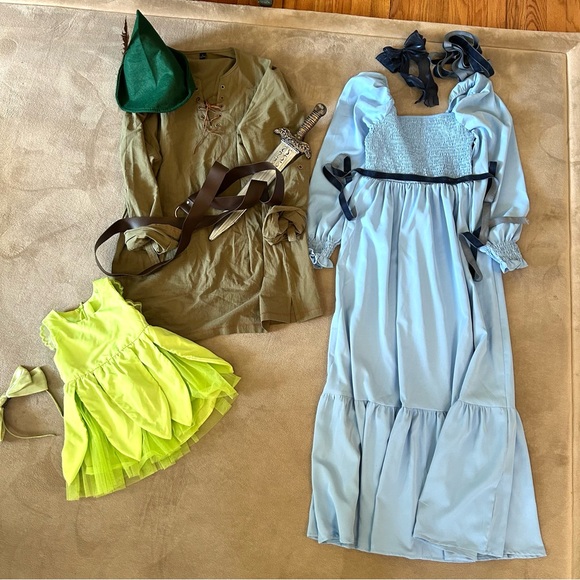 Peter Pan, Wendy & Tinker Bell Family Costume Set – 3 Outfits - Picture 2 of 6